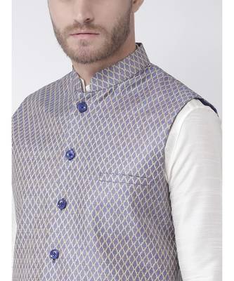 DEYANN Navy Blue Color Ethnic Nehru Jacket 4