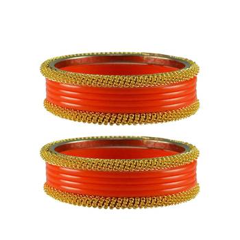 Orang Color Acrylic And Brass Bangle 1