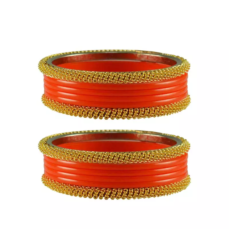 Orang Color Acrylic And Brass Bangle