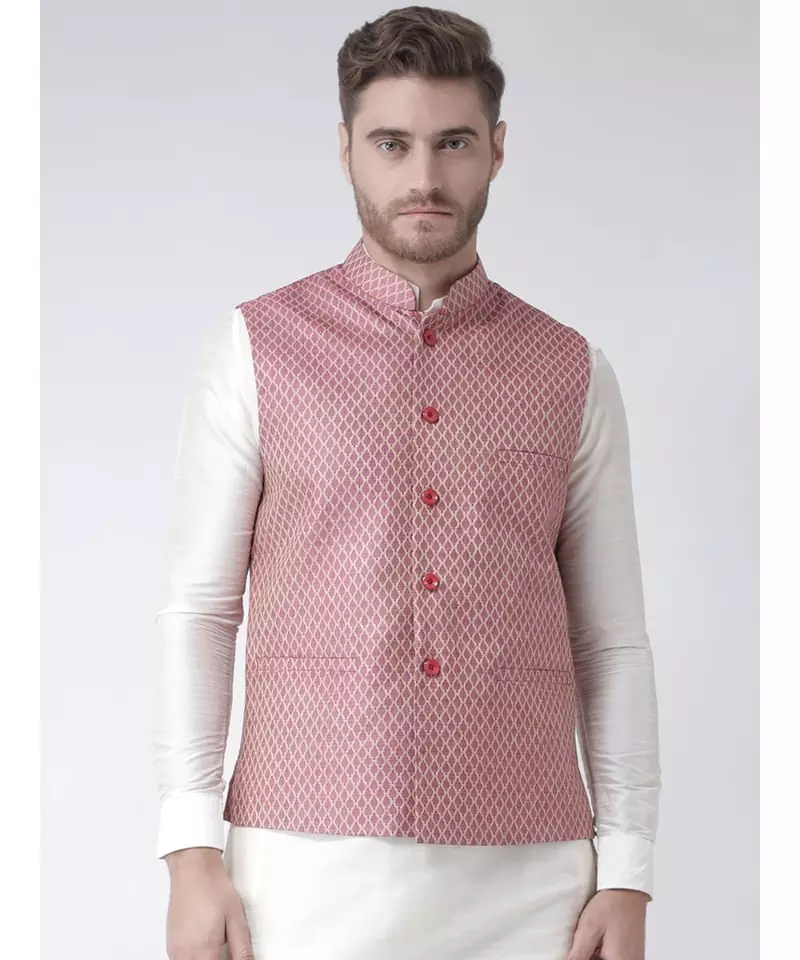 DEYANN Pink Color Ethnic Nehru Jacket