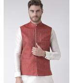 DEYANN Red Color Ethnic Nehru Jacket