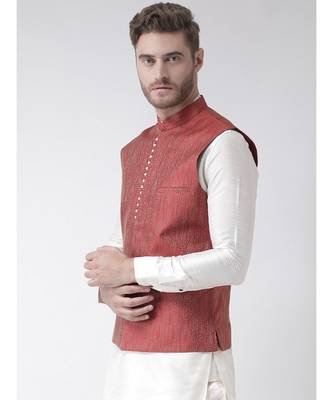 DEYANN Red Color Ethnic Nehru Jacket 2