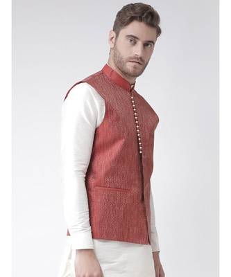 DEYANN Red Color Ethnic Nehru Jacket 3