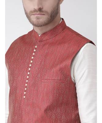 DEYANN Red Color Ethnic Nehru Jacket 4
