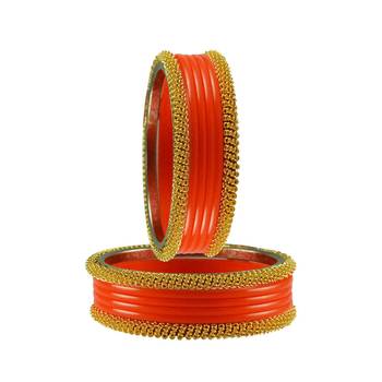 Orang Color Acrylic And Brass Bangle 2