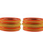 Orange Color Acrylic And Brass Bangle