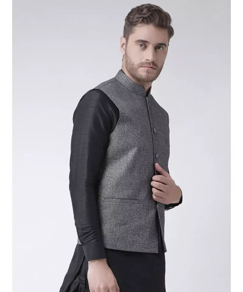 DEYANN Silver Color Ethnic Nehru Jacket