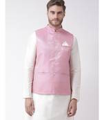 DEYANN Coral Pink Color Ethnic Nehru Jacket