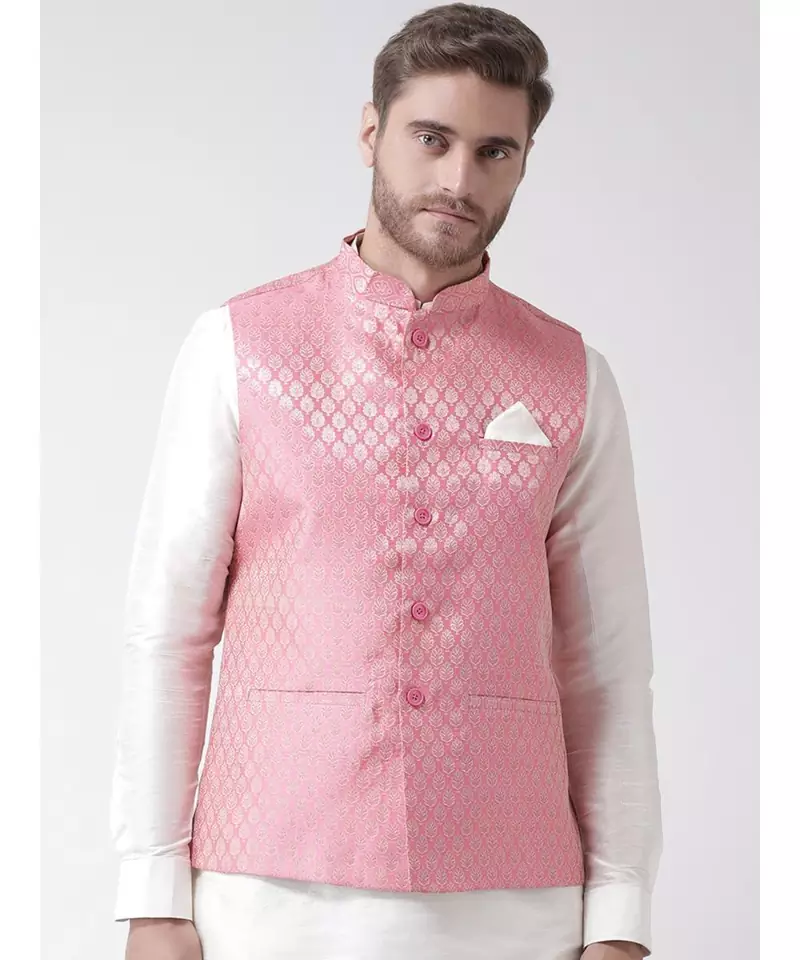 DEYANN Pink Color Ethnic Nehru Jacket