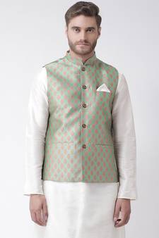 DEYANN Light Green Color Ethnic Nehru Jacket