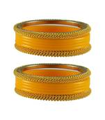 Yellow Color Acrylic And Brass Bangle