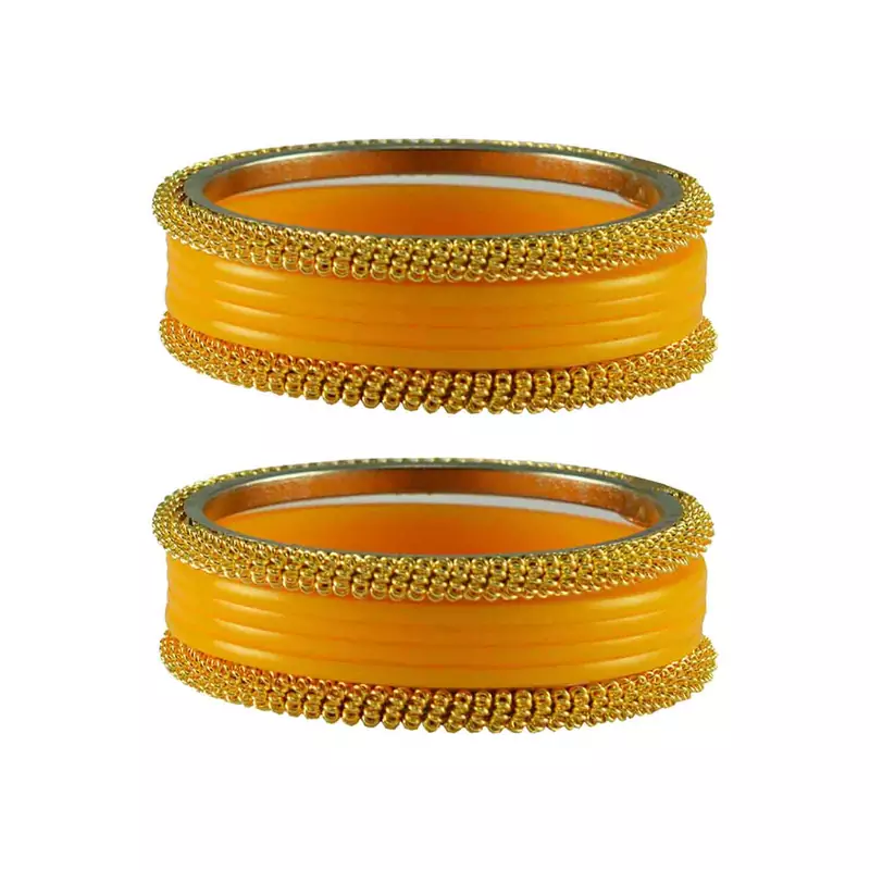 Yellow Color Acrylic And Brass Bangle