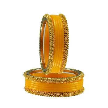 Yellow Color Acrylic And Brass Bangle 2