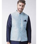 DEYANN Ethanic Printed Sky Blue Color Nehru Jacket