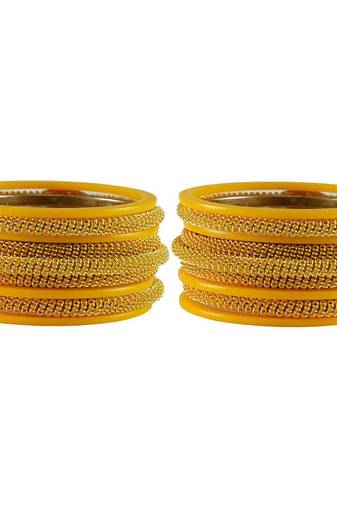 Yellow Color Acrylic And Brass Bangle