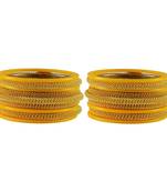 Yellow Color Acrylic And Brass Bangle