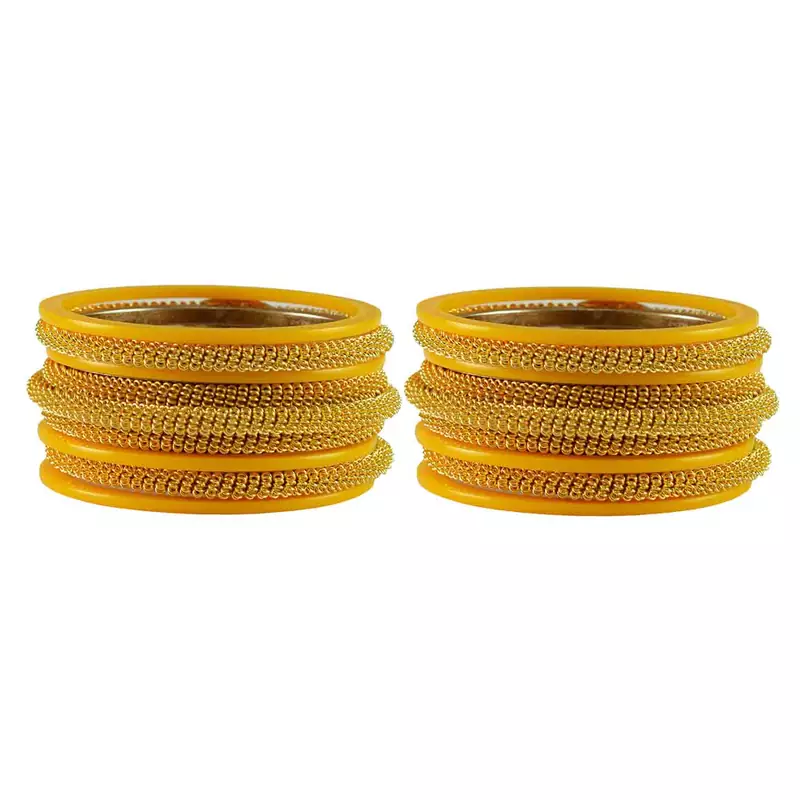 Yellow Color Acrylic And Brass Bangle