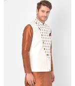DEYANN Ethanic Printed Off White Color Nehru Jacket