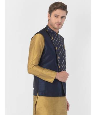 DEYANN Ethanic Printed Navy Blue Color Nehru Jacket 2