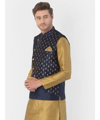 DEYANN Ethanic Printed Navy Blue Color Nehru Jacket 3