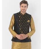 DEYANN Ethanic Printed Black Color Nehru Jacket