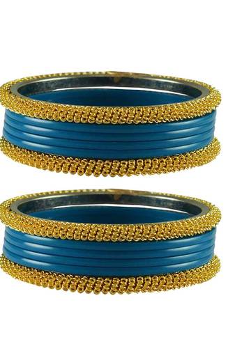 Firozi Color Acrylic And Brass Bangle