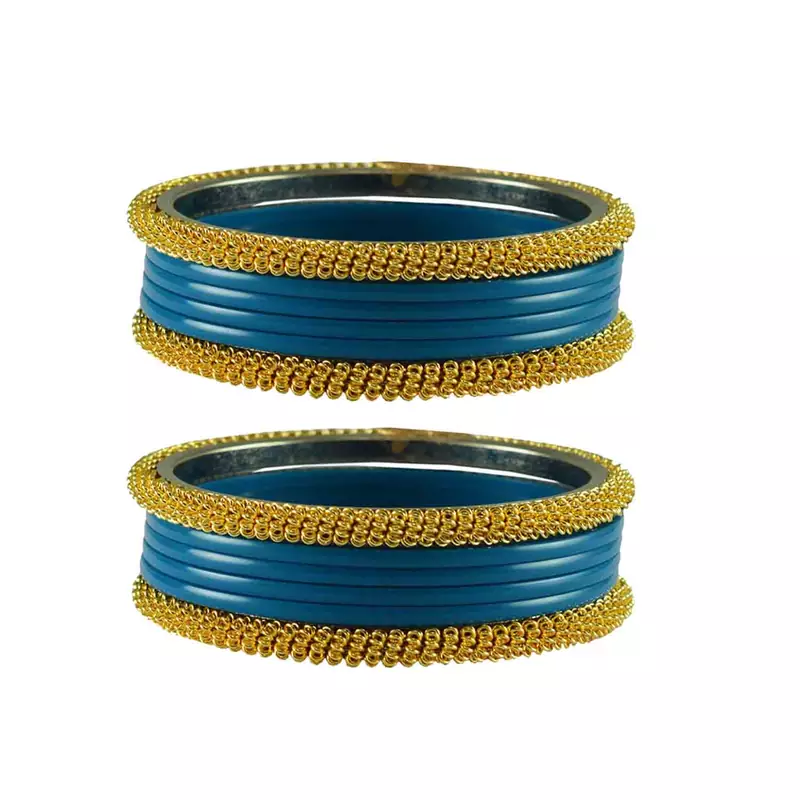 Firozi Color Acrylic And Brass Bangle