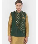 DEYANN Ethanic Printed Deep Green Color Nehru Jacket