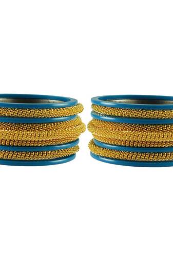Firozi Color Acrylic And Brass Bangle