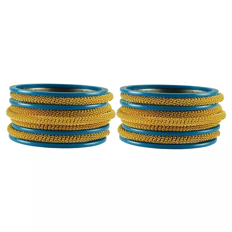 Firozi Color Acrylic And Brass Bangle