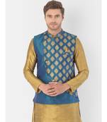 DEYANN Ethanic Printed Blue Color Nehru Jacket