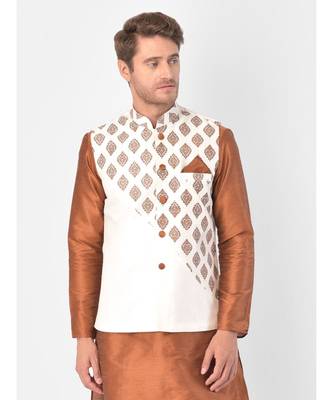 DEYANN Ethanic Printed Off White Color Nehru Jacket 1