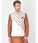 DEYANN Ethanic Printed Off White Color Nehru Jacket