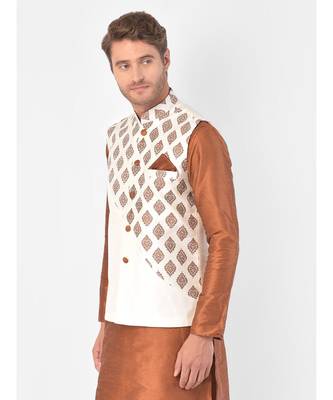 DEYANN Ethanic Printed Off White Color Nehru Jacket 2