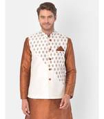 DEYANN Ethanic Printed Off White Color Nehru Jacket