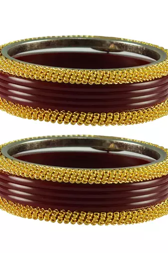 Maroon Color Acrylic And Brass Bangle