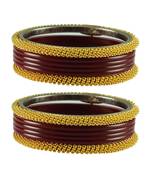 Maroon Color Acrylic And Brass Bangle