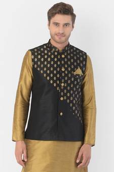 DEYANN Ethanic Printed Black Color Nehru Jacket
