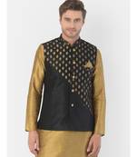 DEYANN Ethanic Printed Black Color Nehru Jacket