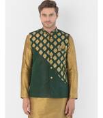 DEYANN Ethanic Printed Deep Green Color Nehru Jacket