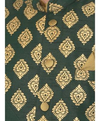 DEYANN Ethanic Printed Deep Green Color Nehru Jacket 4