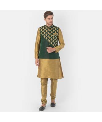DEYANN Ethanic Printed Deep Green Color Nehru Jacket 5