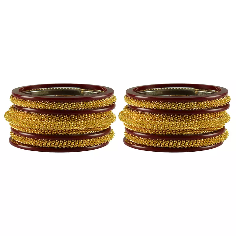 Maroon Color Acrylic And Brass Bangle