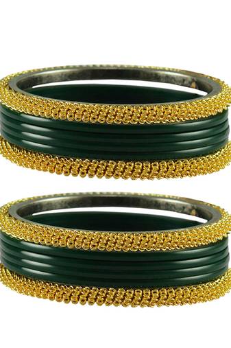 Green  Color Acrylic And Brass Bangle