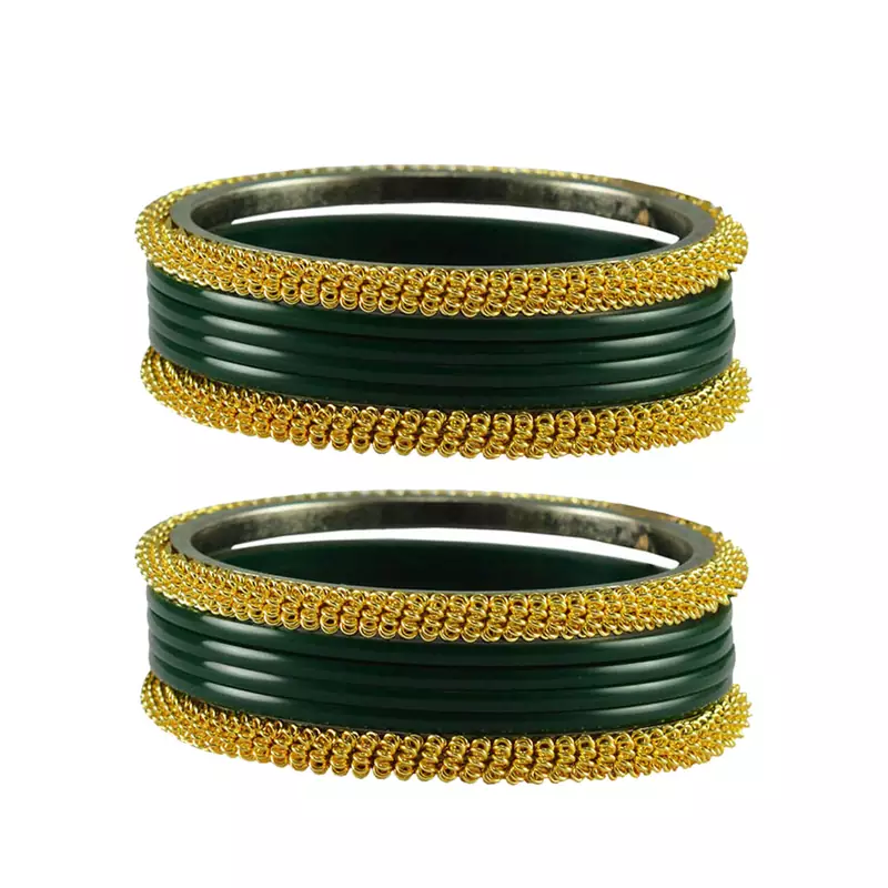 Green  Color Acrylic And Brass Bangle