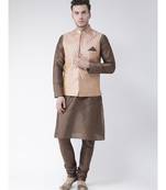 Men's Cream Color Nehru Jacket with Solid Kurta Set