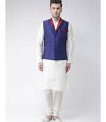 Men's Royal Blue Color Nehru Jacket with Kurta set