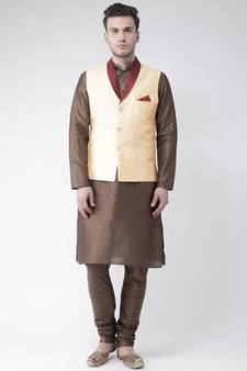 Men's Cream Color Nehru Jacket with Kurta set