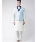 Men's Sky Blue Color Nehru Jacket with Kurta set
