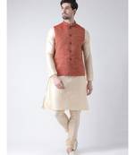 Men's Maroon Color Nehru Jacket with Kurta set